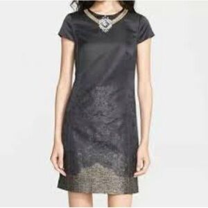 Ted Baker Vinata Embellished Cap Sleeve Statement Dress in Black - Size 6 (US)